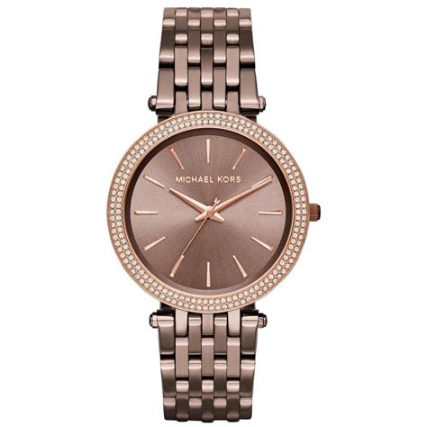 michael kors gold and brown studded bangle female watch|michael kors brown watches.